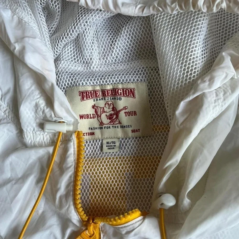 True religion white pullover windbreaker jacket